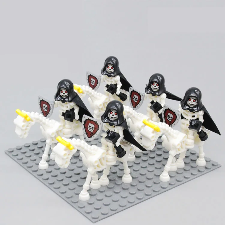 Новинка 5 компл./лот Скелет жнец средневековый замок Рыцари лошади совместимый