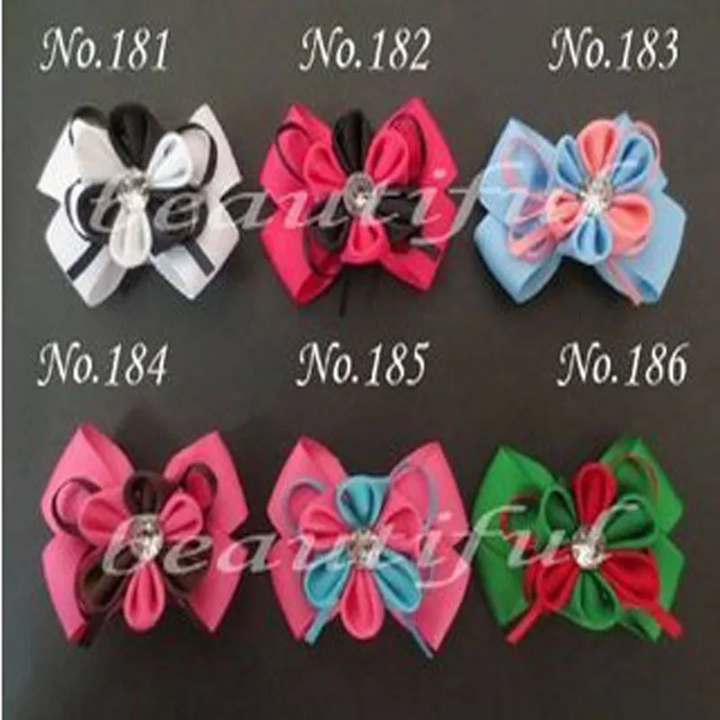200 шт маленькие девочки е-GrosgrainRibbon банты для волос с зажимом, заколки/заколки для волос