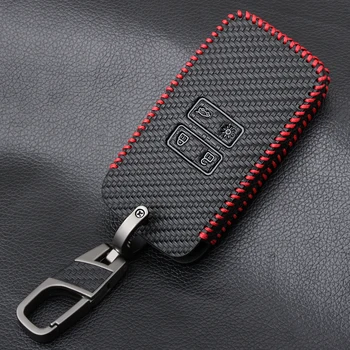 

Carbon Fiber Pattern Leather Car key Card Cover Case fit for Renault Koleos Kadjar Keychain Wallet Protector Holder