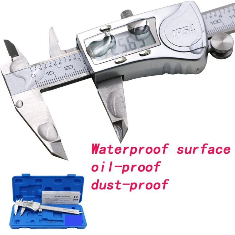 comprar Industrial IP54 0 150mm Digital Caliper 0.01 Aço Inoxidável Eletrônico Compassos de Calibre Vernier Métrica Polegada Ferramentas De Medição