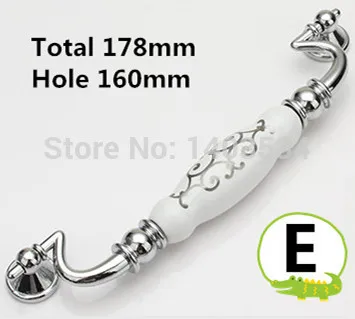

Length 178mm Hole Pitch 160mm Zinc alloy ceramic handle cabinet handle drawer handle Silver color