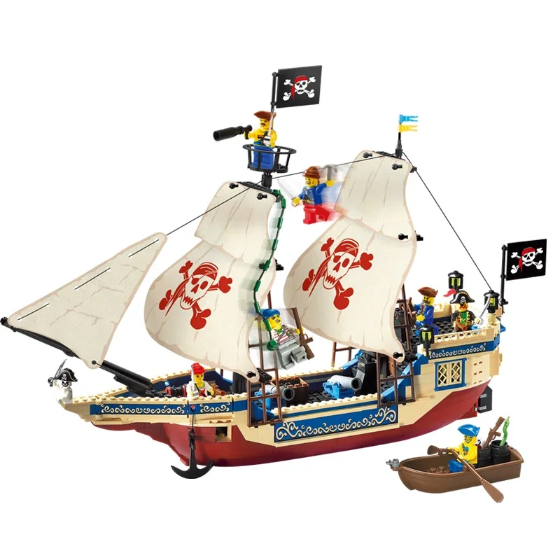 

Enlighten 311 Pirate Series Pirate Ship KING OF THE SEAS Figure Blocks Compatible Legoe Construction Building Toys For Children
