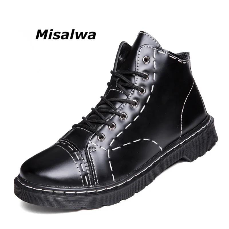 

Misalwa 2018 New Arrival Men Autumn Rubber Boots Black Lace up Boys Winter Boots Stylish Work Footwear Botas Masculina Drop Ship