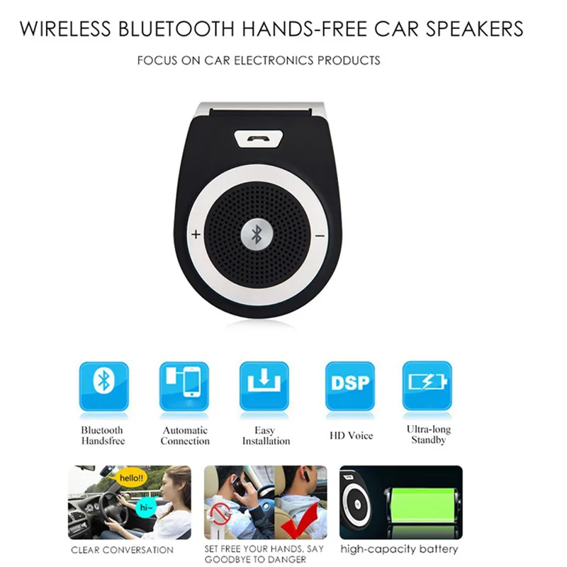 Стерео Bluetooth автомобильный комплект громкой связи беспроводной Bluetooth приемник Автомобильный mp3 плеер клип Солнцезащитный козырек Громкая связь автомобильные аксессуары