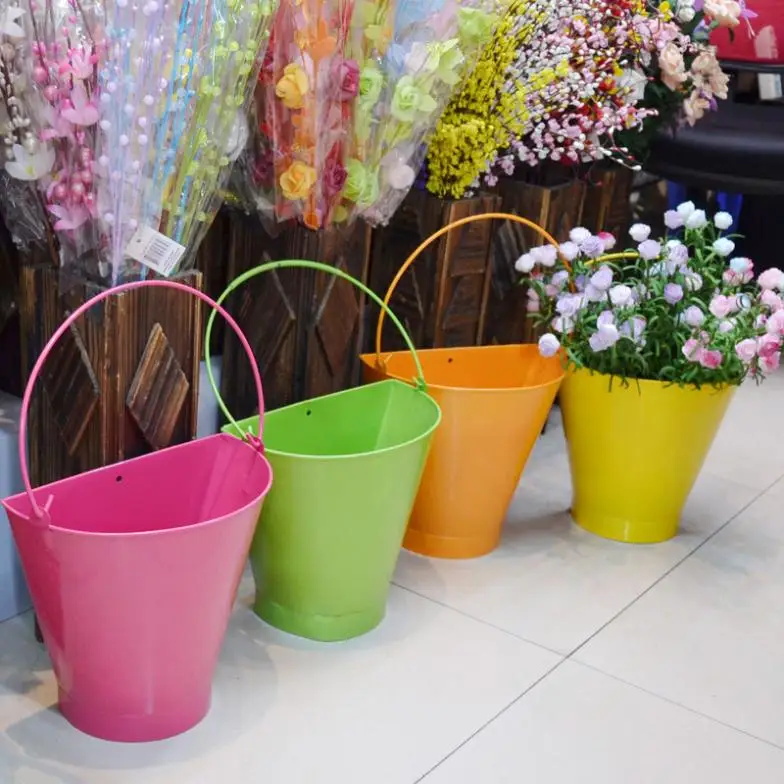 Home Wall courtyard terrace garden flower pots metal flower bucket tin