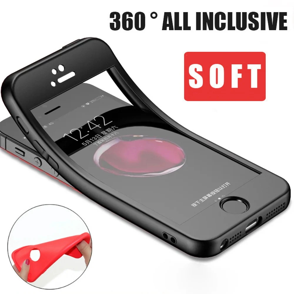 

Luxury 360 Full Degree Phone Case For iPhone 6 6s 7 8 Plus Case Silicone Soft Cover For iPhone X XS XR XS Max 7 Plus 8Plus Cover
