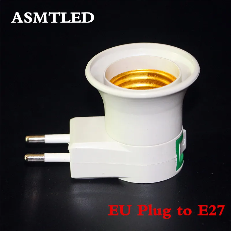 

ASMTLED 1Pcs Free Shipping E27 EU plug adapter with power on-off control switch E27 Socket Lamp Base Lamp Socket