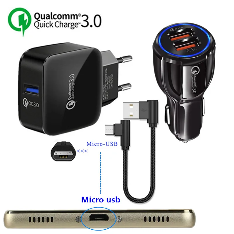 

For Xiaomi Redmi 6a 6 Note 5 pro Phone 90 degree Short Micro USB Cords For LG K7 Moto G3 G4 G4S QC 3.0 Fast charger Car charger