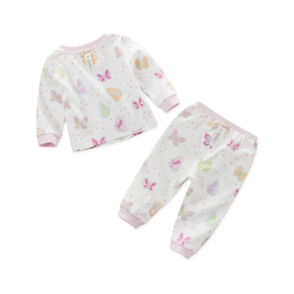 DB4651 dave bella/Осенняя детская одежда для сна детская пижама комплект одежды с цветочным принтом и бабочкой яркие пижамы