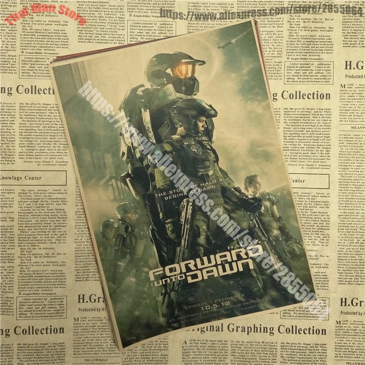 HALO 4 5 Guardians Master Chief Art винтажный основной плакат из крафт-бумаги с принтом Vedio игры картинки для гостиной настенный Декор - Цвет: Бургундия