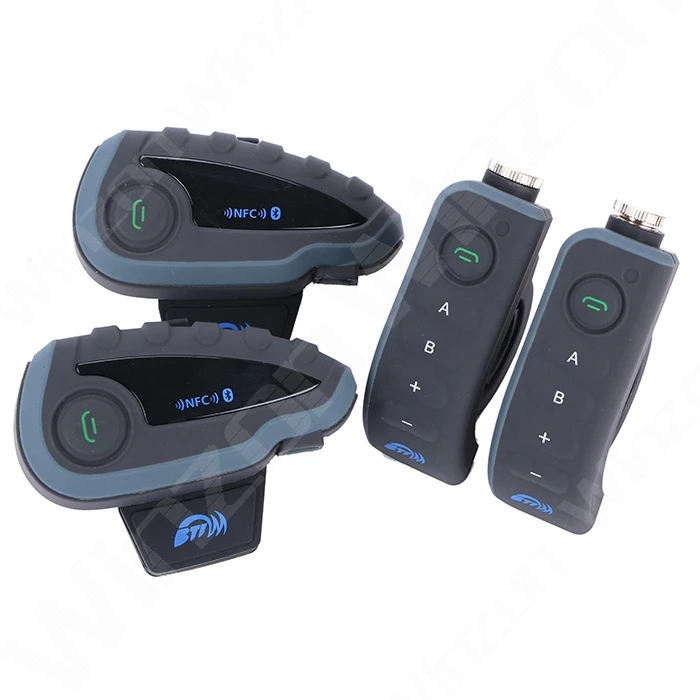 V8 Bluetooth Headset Walkie Talkie Helmet Headset FM NFC Multi BT Interphone Remote Controller Handle Bar Headphone for 5 Riders