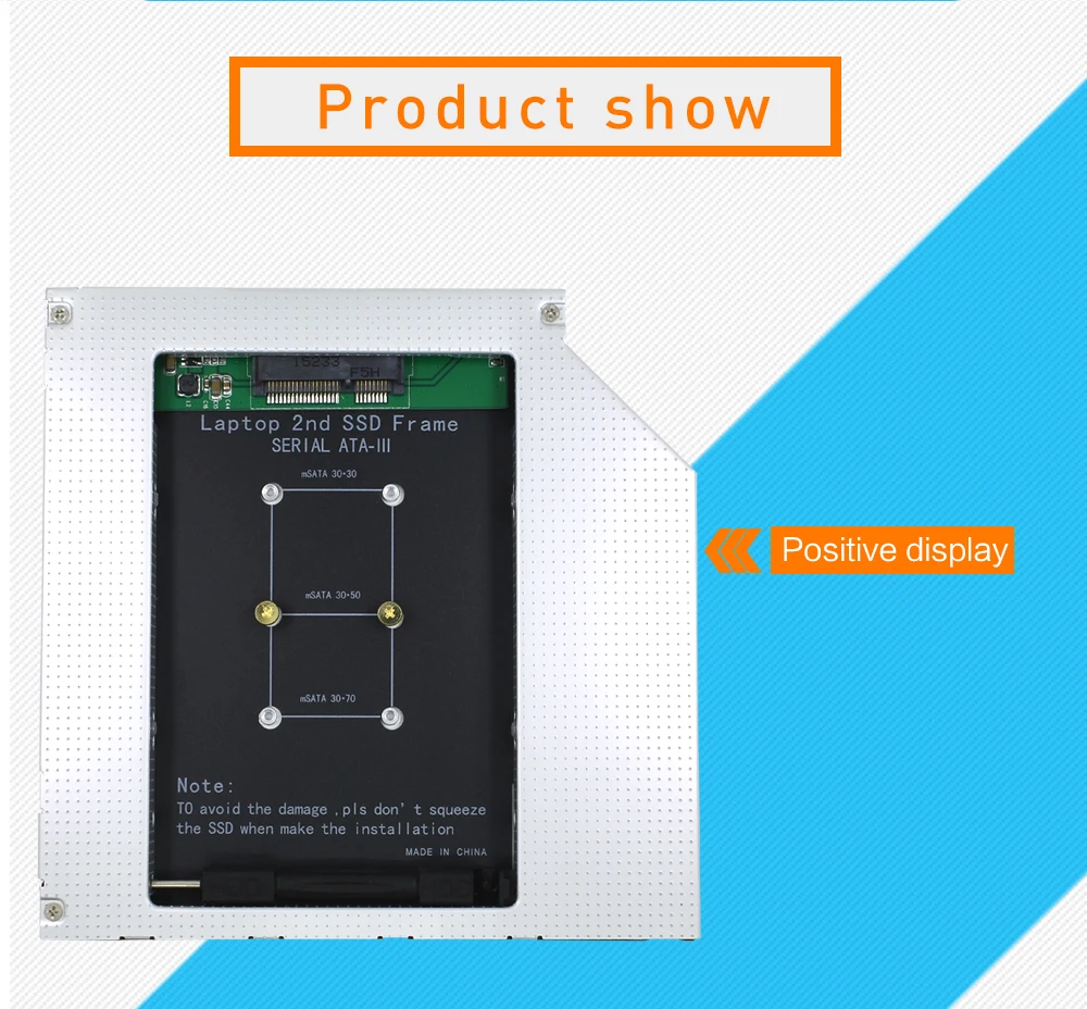 TISHRIC 12,7 мм Caddy MSATA 2nd HDD SSD жесткий диск для SATA 3 корпус адаптер для ноутбука DVD-ROM Optibay алюминиевый корпус коробка