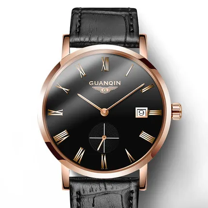 GUANQIN новые часы для мужчин бизнес автоматические часы с датой для мужчин ультра-тонкие мужские часы лучший бренд класса люкс Водонепроницаемый Relogio Masculino - Цвет: K