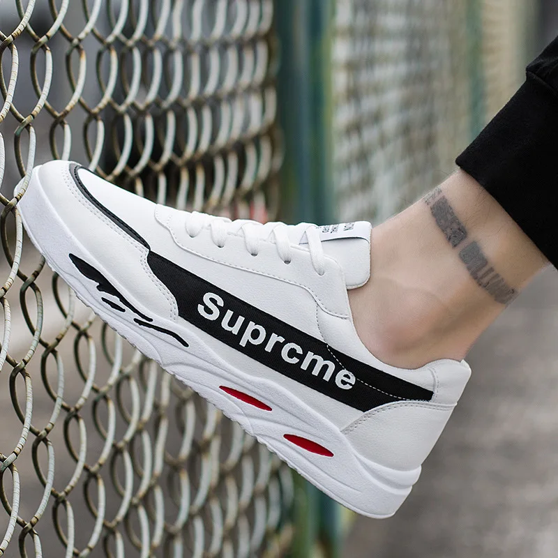 

2019 Spring New Korean Fashion Low Help Student Breathable Sweat-absorbent Male White Shoes Sports And Leisure Wild