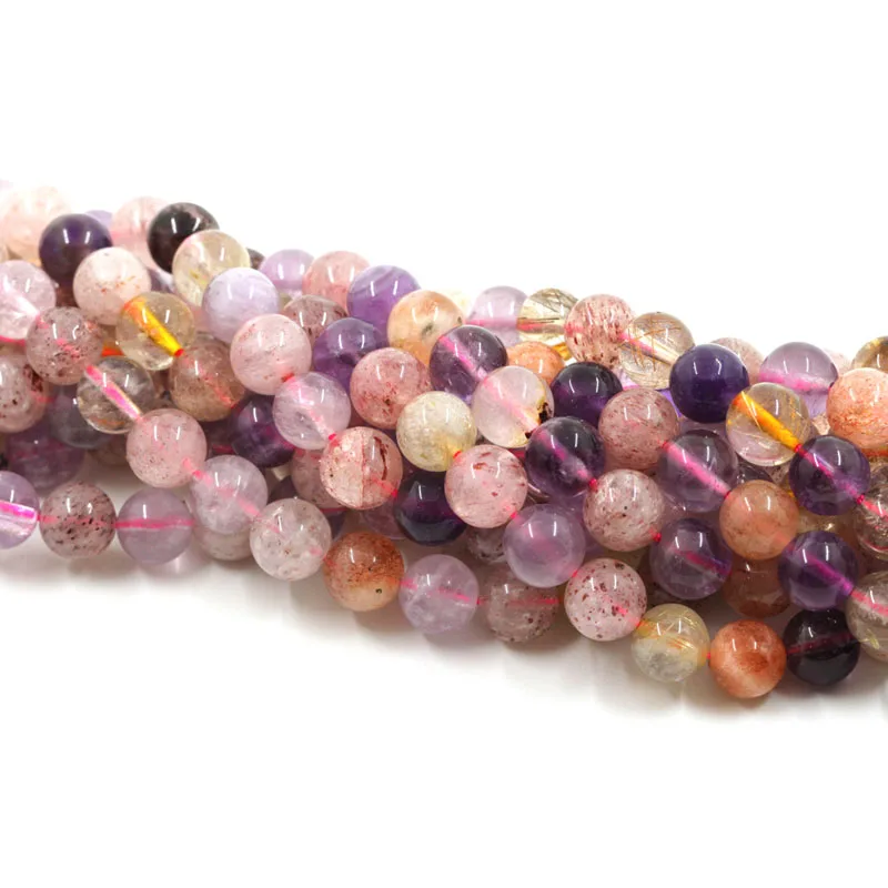 Full strand Natural Melody Crystal Beads,Super Seven Crystal beads,Natural purple hair crystal,Healing Quartz Stone beads