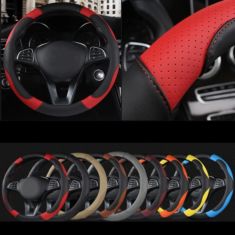 1 PC PU Leather Car Steering Wheel Cover Soft Anti-slip Car-styling Sport Auto Steering Wheel Covers Good Breathable Accessories 1 PC PU Leather Car Steering Wheel Cover Soft Anti-slip Car-styling Sport Auto Steering Wheel Covers Good Breathable Accessories
