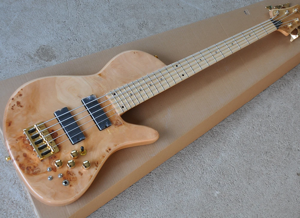 

Wholesale 5 Strings ASH Electric Bass Guitar with Maple Fretboard,Neck-Thru-Body,Tree-burl Veneer,offering customized services