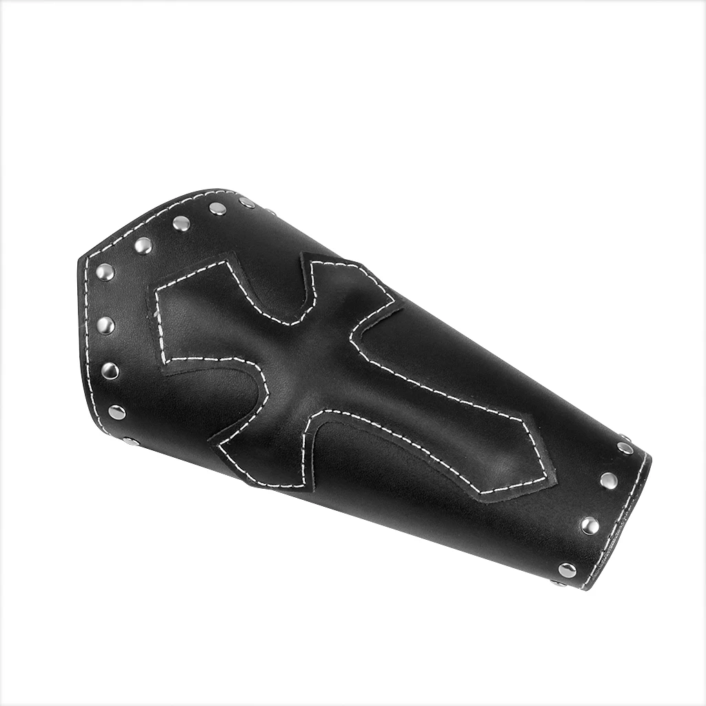 PU Leather Punk Arm Guard Cross Pattern Wristband Medieval Wrist Bracer Biker Punk Men Women Cosplay Jewelry