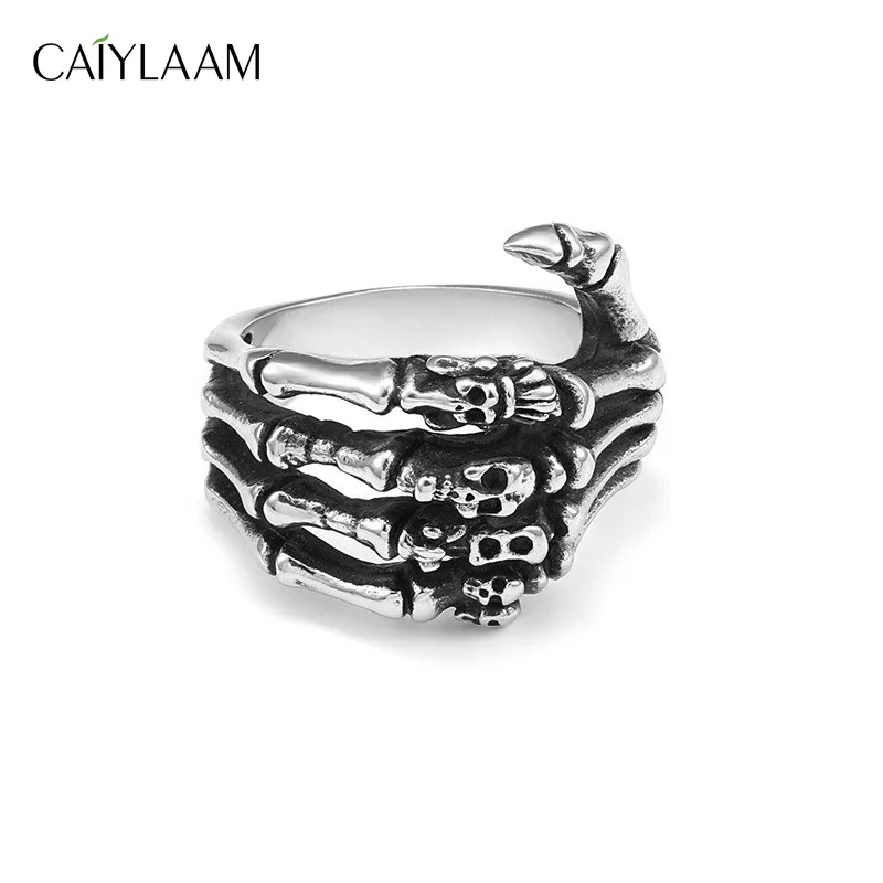 

CAIYLAAM Hip Hop Style Skull Ghost Hand Rings for Male Vintage Jewelry Paw Skeleton Men's Rings Jewelry Accessories Punk Culture