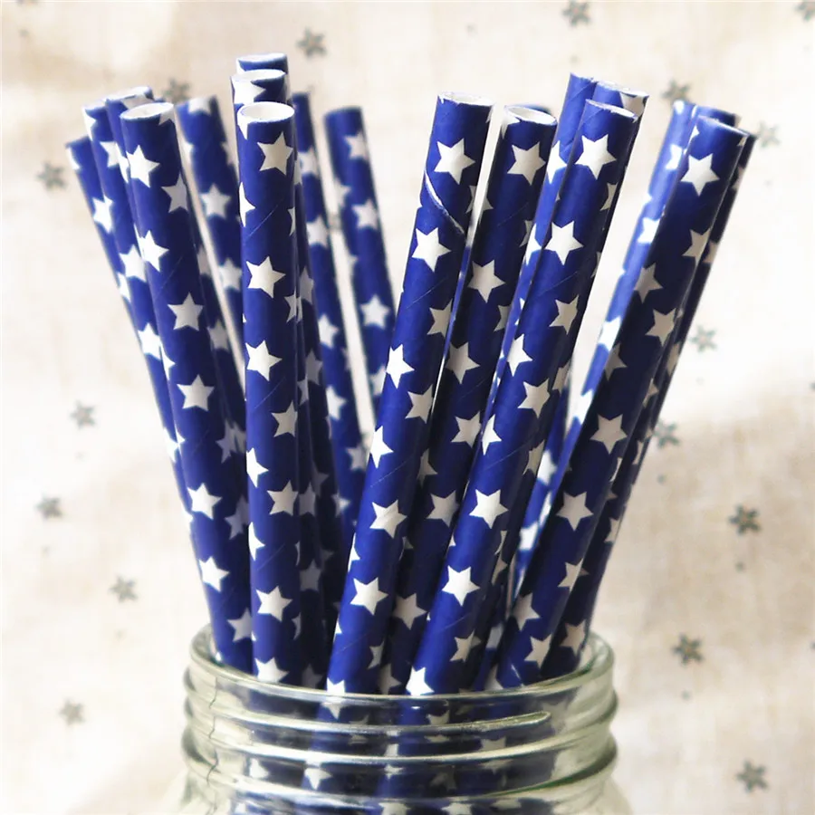 

25pcs blue green star straws Paper Straws Drinking wedding Paper Straw gift party new