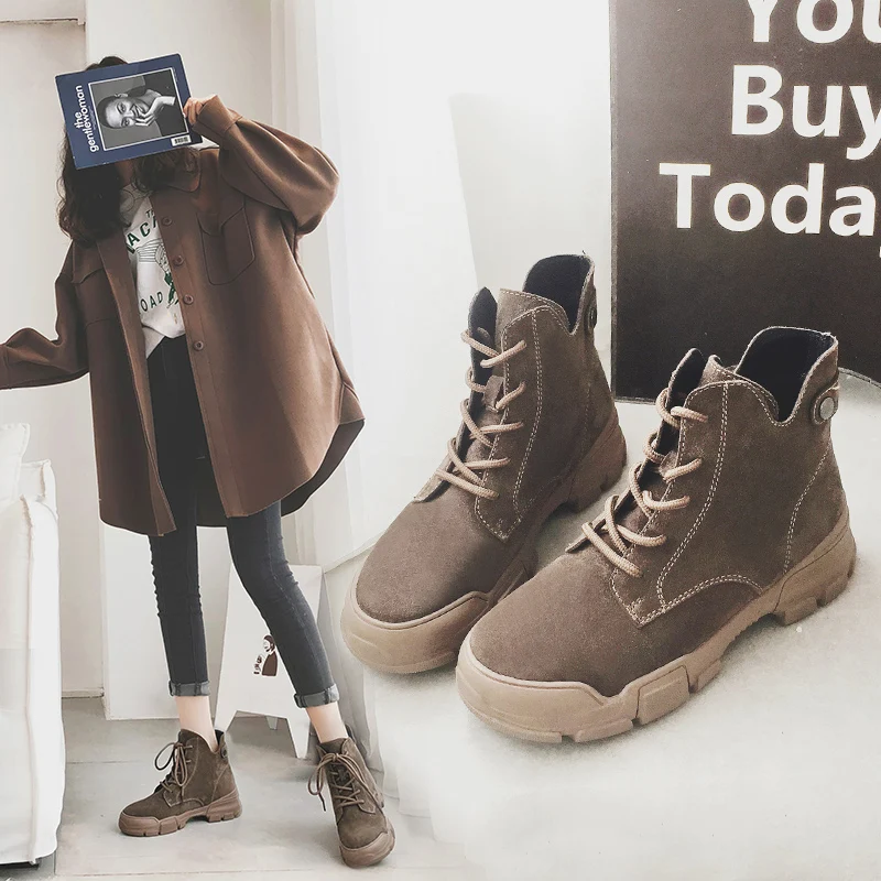 MYCOLEN/кожаная обувь женские ботинки Martens на шнуровке платформе сезон осень зима