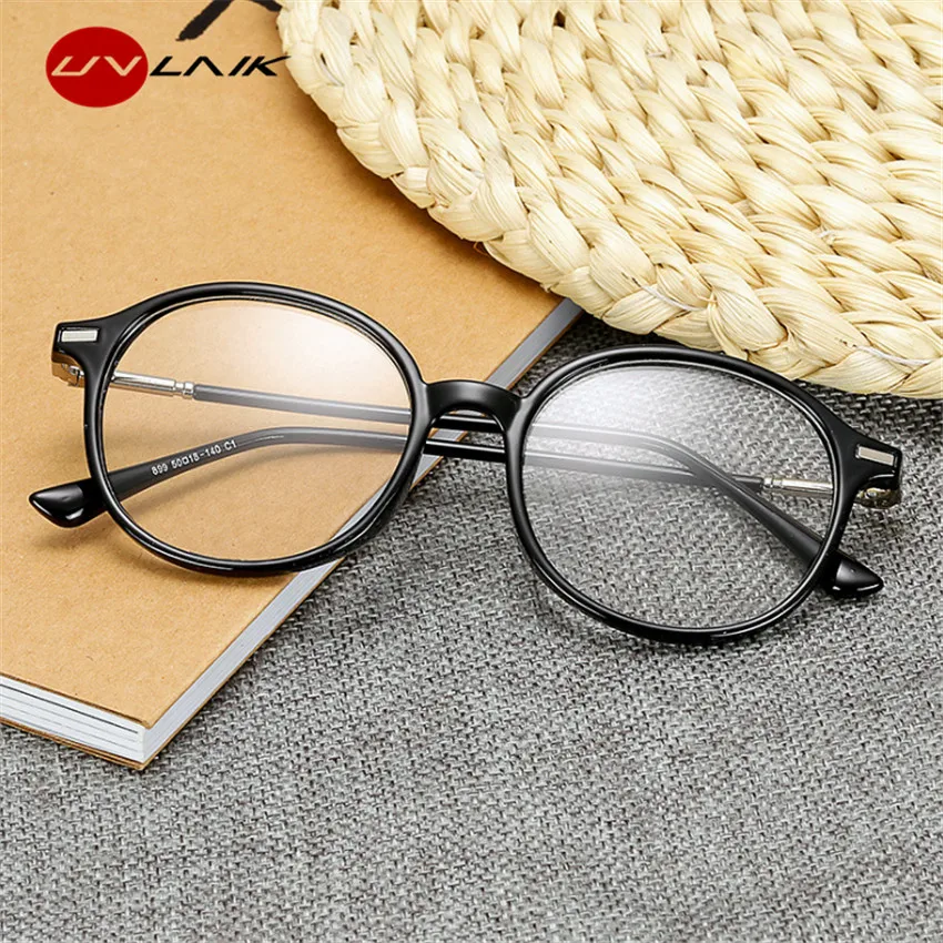 UVLAIK Optical Glasses Frame Glasses With Clear Glass Men Women Brand Round Clear Transparent Women's Myopia Glasses Frames