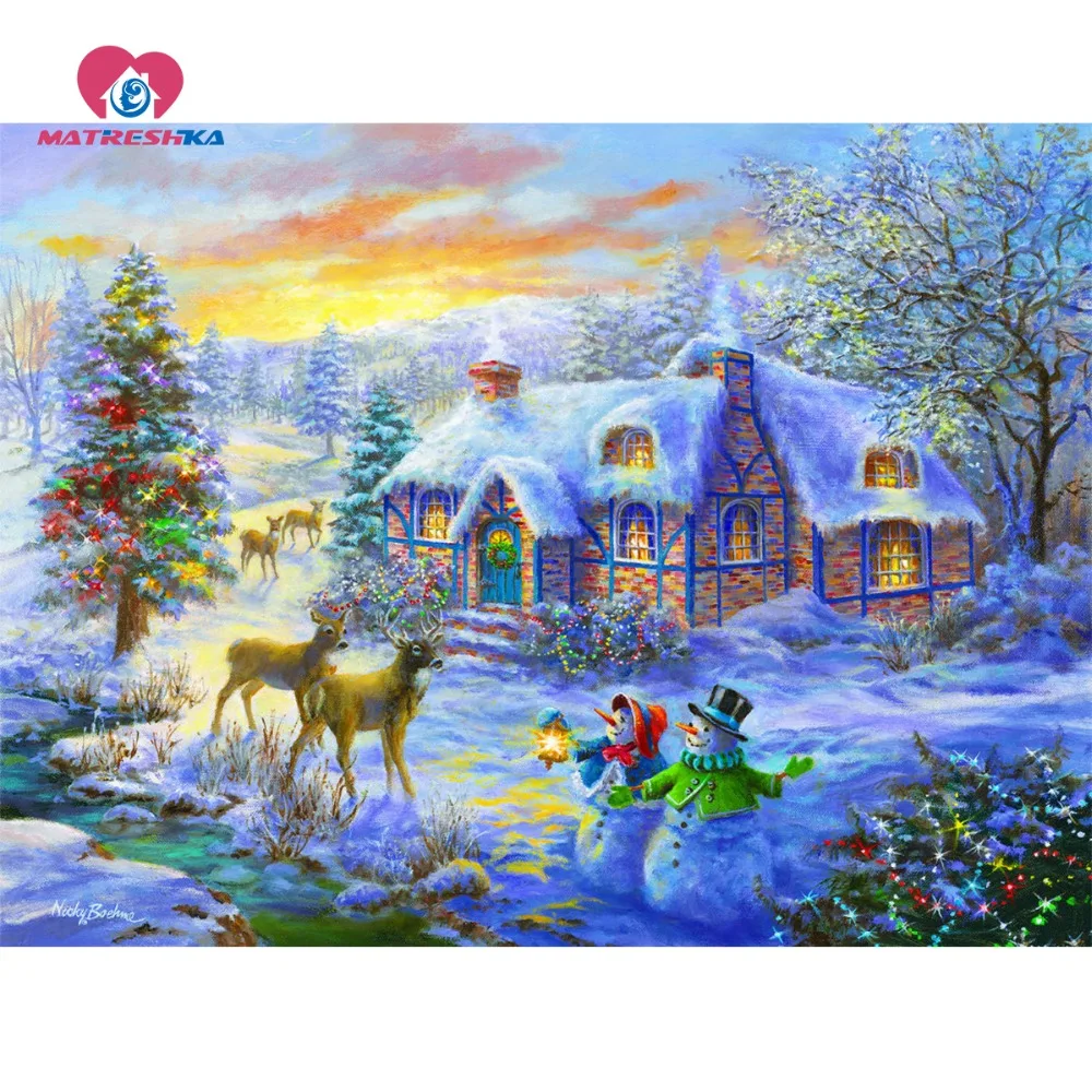 

Diamond embroidery landscape Christmas gift picture of rhinestones 5d diy diamond painting patterns Mosaic drawings diy kit
