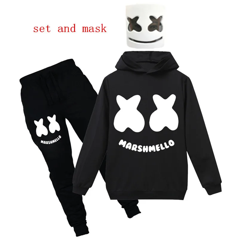 

DJ thanksgiving Mask Music kids sweatshirts baby hoodie boys t shirt long Sleeve +trousers+mask 3pcs