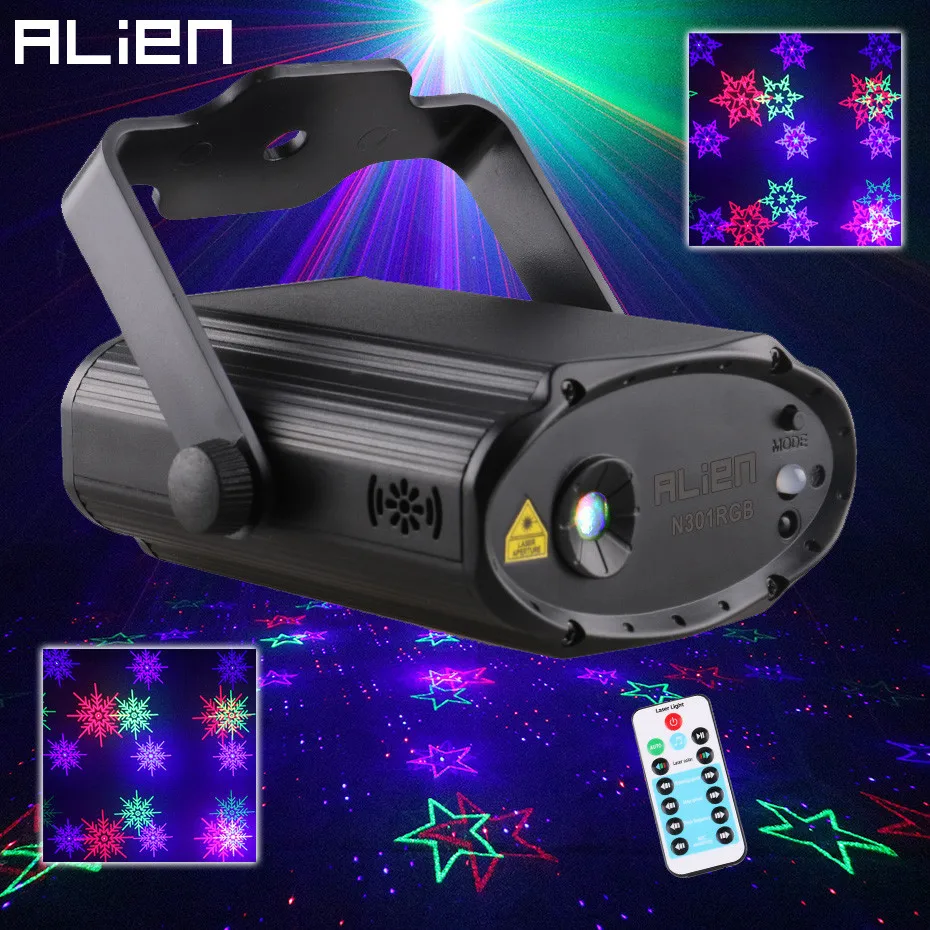 Миниатюрный лазерный прожектор ALIEN с дистанционным управлением USB RGB для диджея