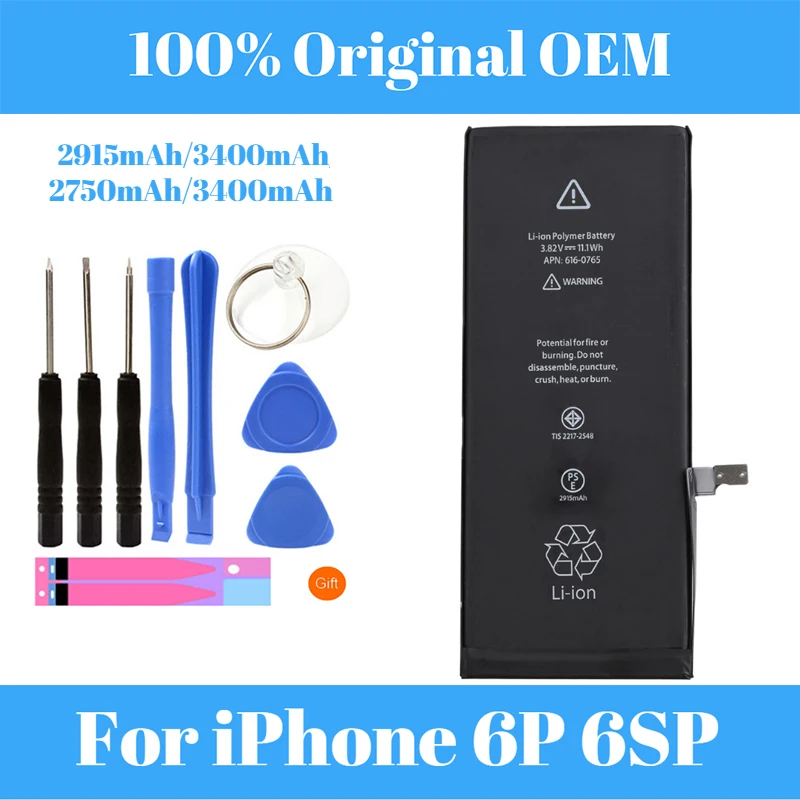 

For iPhone 6 Plus 6S Plus Battery Original and High Capacity Replacement Li-ion Polymer Battery + Free Tools Stickers
