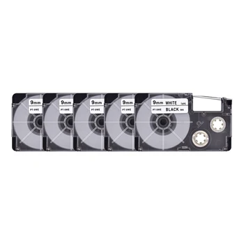 

5PCS PUTY Black on White 9mm Label Tape XR-9WE compatible for Casio EZ KL-100 KL-120 KL-430 Label Printer