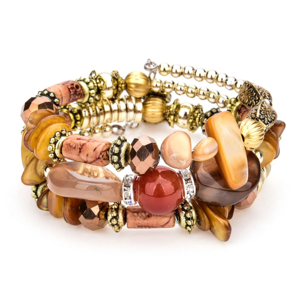 LUBINGSHINE очаровательные браслеты, многоцветные Многослойные каменные бусины, браслет для женщин, богемные Винтажные Ювелирные изделия pulseira