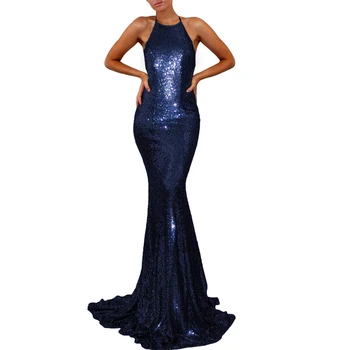 

Sexy Halter Mermaid Sequin Bridesmaid Dresses 2020 Sleeveless Backless Formal Party Gown Vestido De Noiva