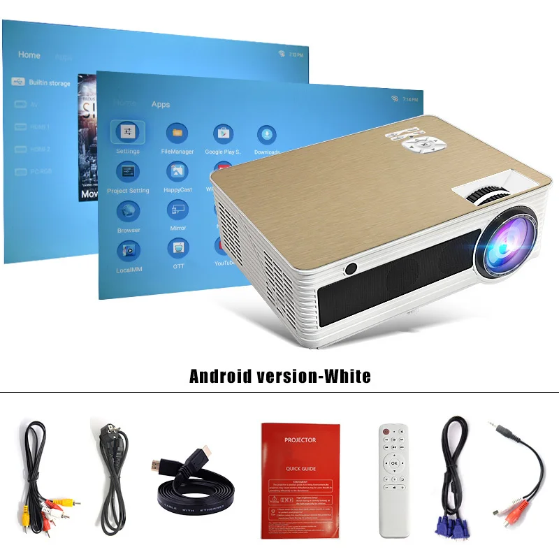 Everycom M5 светодиодный Full HD проектор 4000 люмен поддержка 1080P видео проектор домашний кинотеатр 1280*800 Android Bluetooth 5G WiFi 4K опция - Цвет: Android 6.0 White