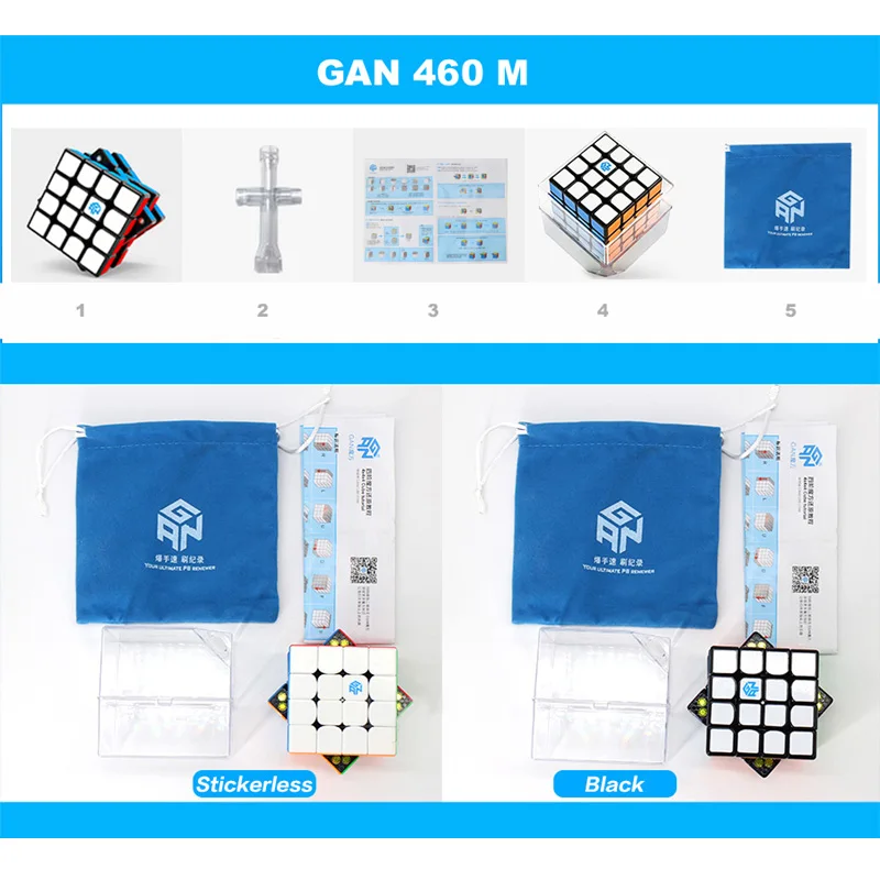 Cubos de Velocidade Brinquedo das Crianças 4 por 4 Cubo Magnético 4x4 Mágica 4x4x4 Velocidade Gan460m Magico Quebra-cabeça Profissional Gan 460 m 12 Cubos mágicos