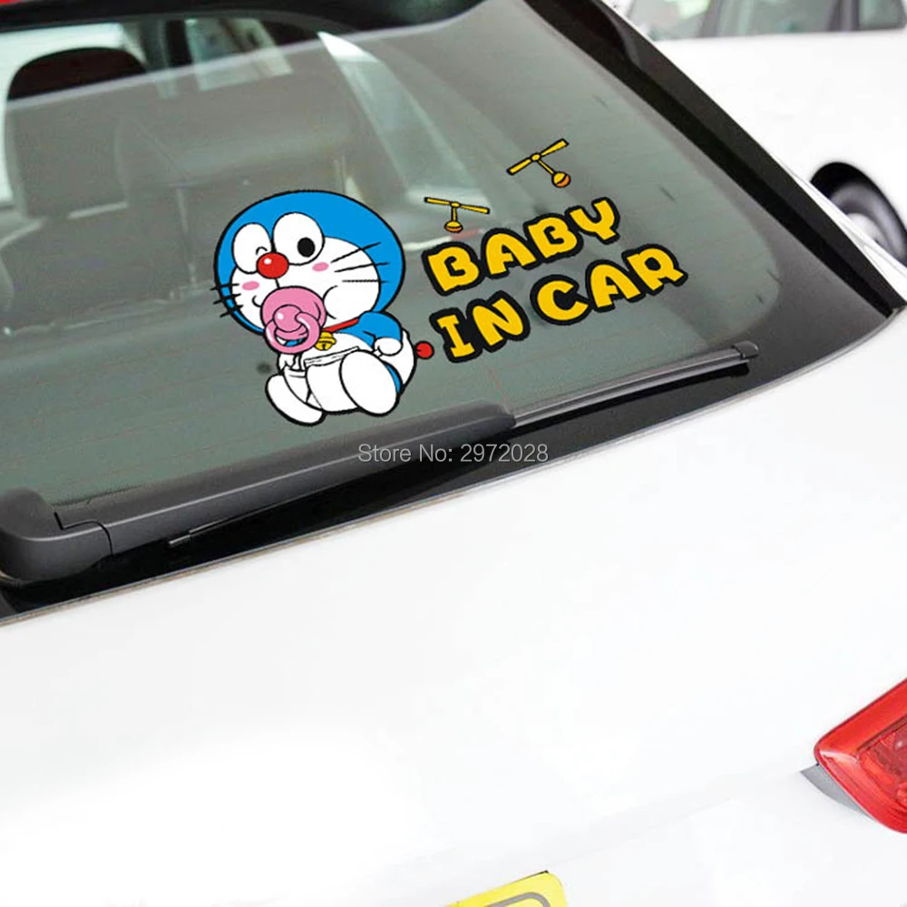 Lovely Warning Car Styling Doraemon Baby in Car Stickers Decal Car Rear