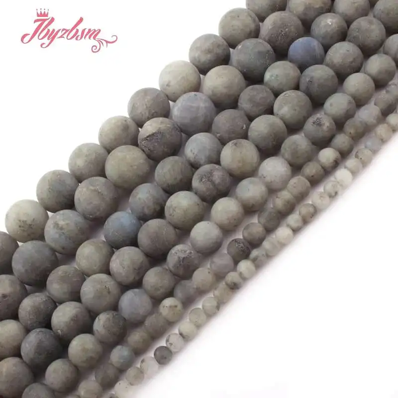 

4,6,8,10mm Round Frost Matte Gray Labradorite Natural Stone Beads For DIY Necklace Bracelets Jewelry Making 15" Free Shipping