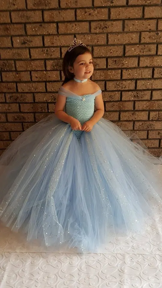 Блестящий светильник, голубое Тюлевое праздничное платье-пачка для девочек потрясающее синее блестящее бальное платье, детское платье для девочек платье с цветочным узором для девочек на свадьбу