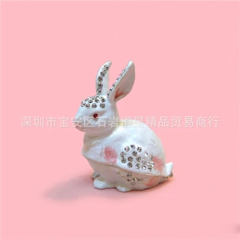 

European Chinese style Metal enamel painted crafts Painted rabbit home decoration desktop ornaments (A479)