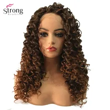 StrongBeauty Lace Front Pruiken Bruin/Zwart Lange Sassy Krullend Haar Haarstukje Synthetische Pruik voor Zwarte Vrouwen