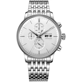 

Brigada S3046G Watch Quartz Wristwatch Business Casual Butterfly Buckle Waterproof Three-Dials Two-Calendar Free Shipping