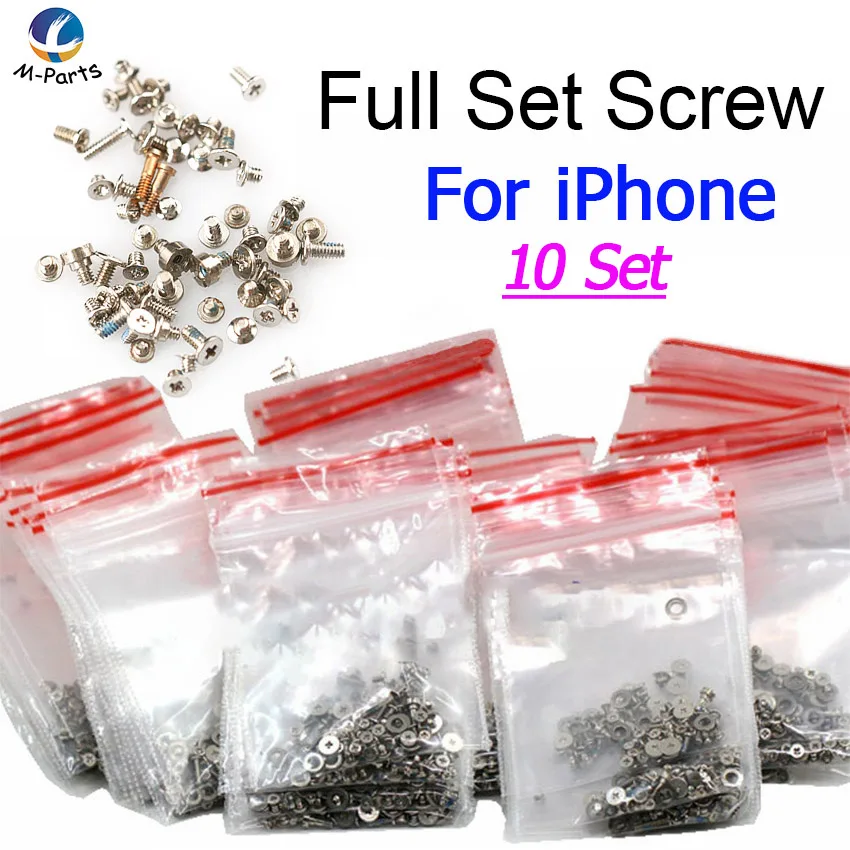 Полный набор из 10 винтов для iPhone 4 4S 5 5S 6 6S Plus 7 8 X 5C с противоскользящей краской |