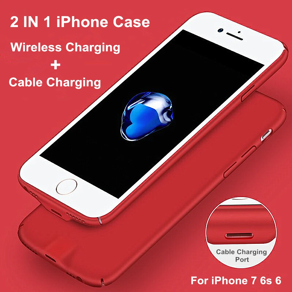 Скидка Амстар Qi Беспроводной зарядки приемник чехол для телефона для iphone 7 7 плюс 6s 6s плюс 6 плюс мобильный телефон 2in1 Беспроводной и кабель для заря...