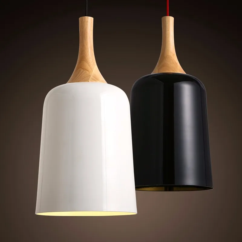 

Modern new Nordic creative wood aluminum E27 bulb pandent lamp home deco living room DIY pendant light fixture