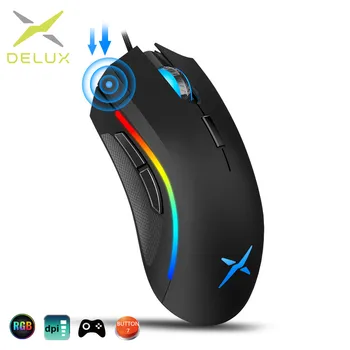 

Delux M625 A3050 RGB Backlight Gaming Mouse 4000 DPI 7 Programmable Buttons USB Wired Mice for LOL Game Player for PC Laptop