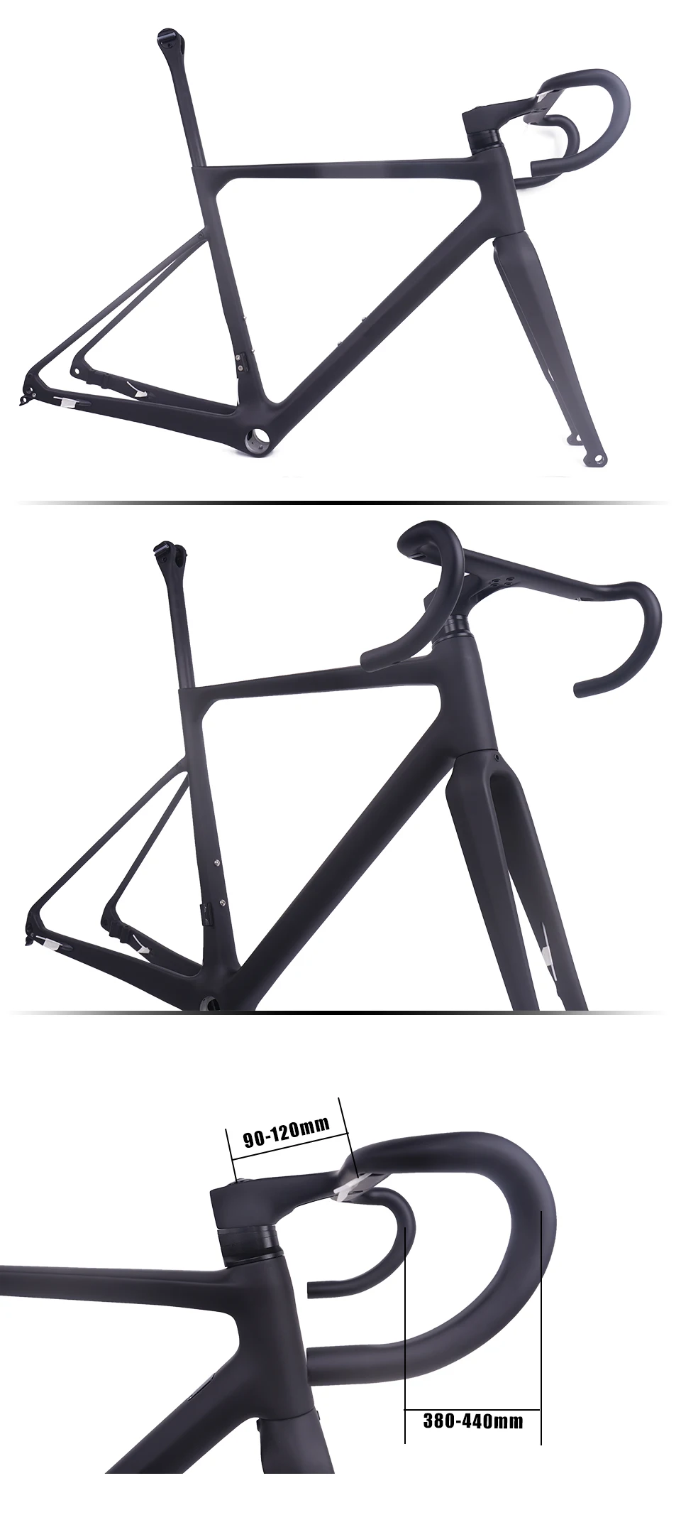 Sale 2019 Disc brake 920g T1000 Carbon Fiber Grave Racing Bike Frame Cyclocross Bicycle Frameset Including Handlebar Stem 1