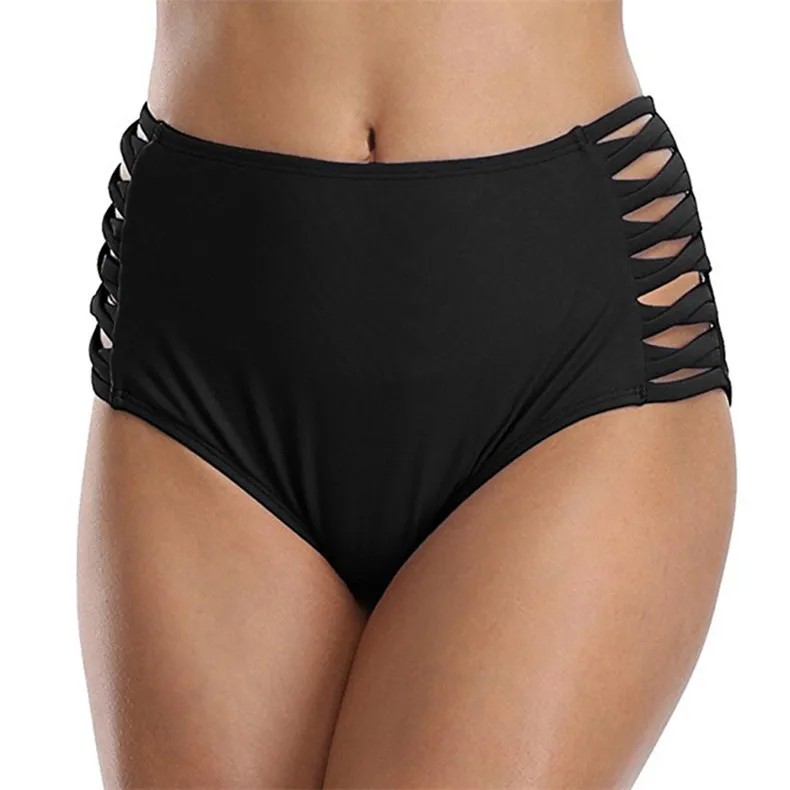 Женские плавки бикини, плавки, женские купальники,, модный дизайн, для пляжа, с высокой талией - Цвет: BLN18003-Black