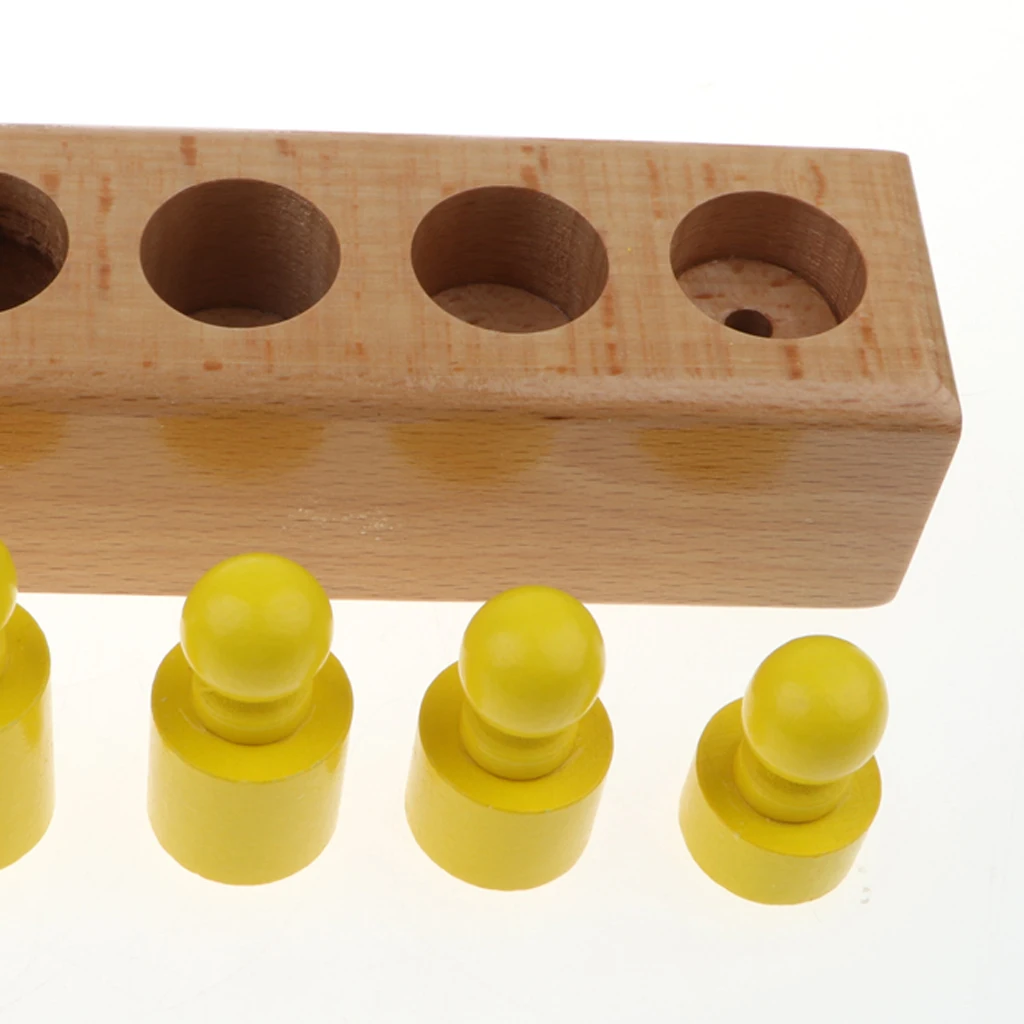 Set of 4 Montessori Teaching Wooden 20pcs Knobbed Cylinders Socket Blocks  Educational Toy