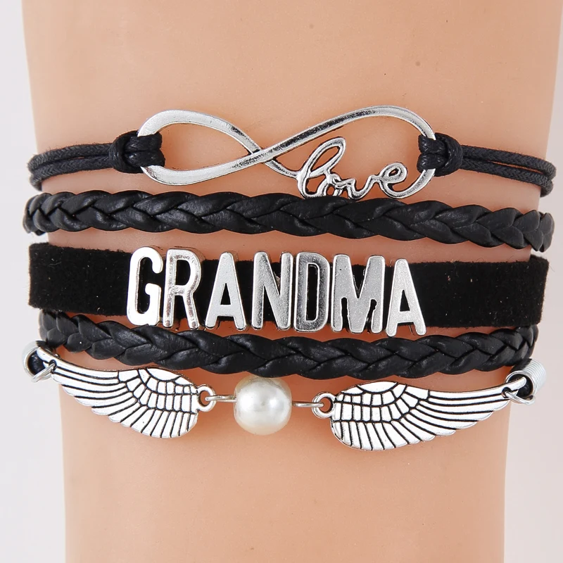 Бесконечность со словами &quotLove grandma&quot подвеска в форме ангельских крыльев