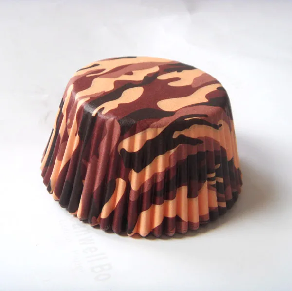 

Free Shipping 100pcs brown Camouflage Paper Cake Cup Liners Baking Cup Muffin Kitchen tool Cupcake Cases